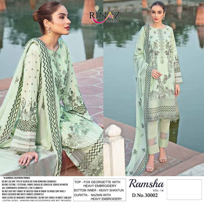 Rinaz Ramsha 16 New Heavy Festive Wear Georgette Pakistani Salwar Kameez Collection